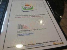 Sweet Harmony Cafe Bakery menu