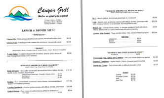 Echo Canyon Resort & Marina menu