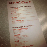Rachel's Mediterranean Grill menu