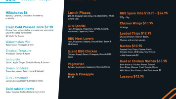 CJ's Island Pizza menu