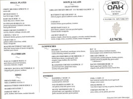 White Oak Tavern menu