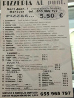 Pizzeria Al Punt menu
