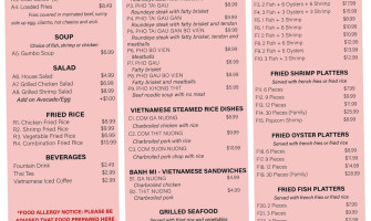 Viet Cajun menu