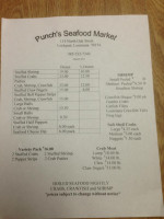 Punch's Seafood Market menu