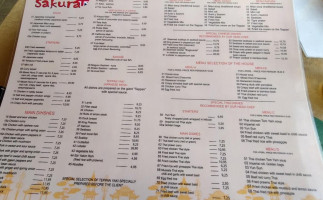 Sakura Tieppanyaki menu