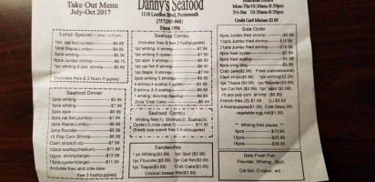 Danny's Seafood menu