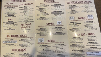 Bill's Cafe menu
