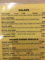 Grande Burrito Grill menu
