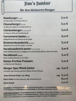 Jim's Burger menu