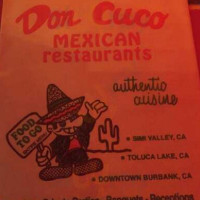 Don Cuco Mexican menu