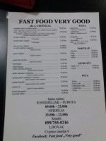 Fast Food Very Good menu