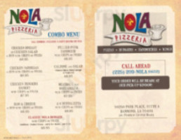 Nola Pizzeria menu