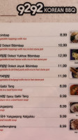 9292 Korean Bbq #2 menu