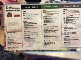 Doh Korean Bbq menu