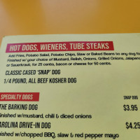 The Barking Dog menu