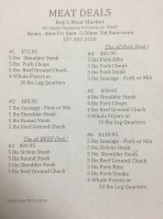 Roy's Meat Market menu