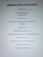 Simmer Down Lakeside Grill And Sports Lounge menu