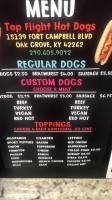 Top Flight Hot Dogs menu