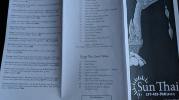 Sun Thai menu