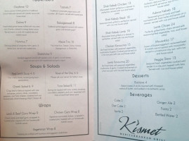 Kismet Mediterranean Grill menu