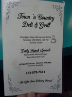 Town Country Deli Grill menu
