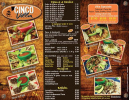 Cinco Villa menu