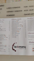 Taperia La De Manu menu