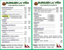 Burguer La Viña menu