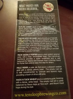 Ten Sleep Brewing Company menu