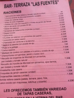 Las Fuentes menu