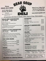 Bear Soup Deli menu