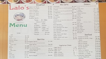 Lalo's Mexican Food menu