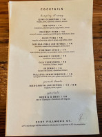 The Snug menu