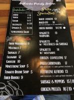 Bambinelli's Italian menu