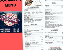 Squinny's Pizza menu