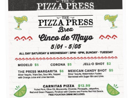 The Pizza Press menu