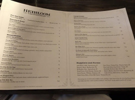 Heirloom A Milltown Eatery menu