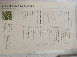 Eightfold Tea Shoppe menu
