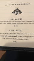Zerelda's Bistro menu