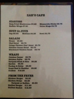 Zaks Cafe menu