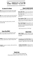 The Field Club menu