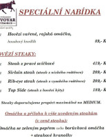 Pivovar Stěbořice S.r.o. menu