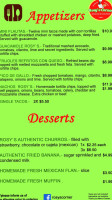 Rosy's Corner menu