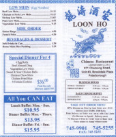 Loon Ho menu