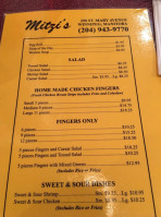 Mitzi's Chicken Finger menu