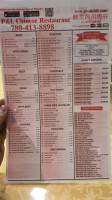 P & L Chinese Restaurant menu