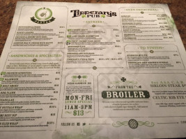 Tipperary's Pub menu