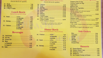 Hibachi Fusion menu