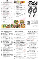 Pho 99 Vietnamese menu