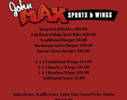 John Max Sports and Wings Lauzon menu